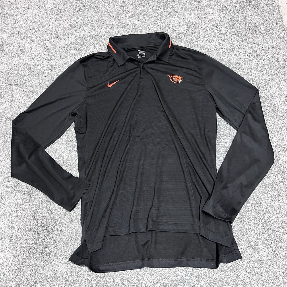 Nike Dri-FIT Oregon State Beavers Long Sleeve Polo Shirt Black XL Tall